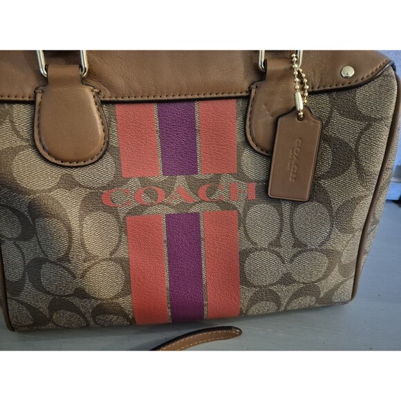 COACH F38312 VARISTY STRIPE MINI BENNETT SATCHEL X-BODY Purse Bag - Picture 2 of 16